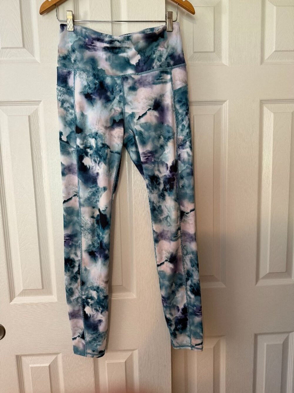 Gaiam Watercolor Print Yoga Leggings M Side Pockets